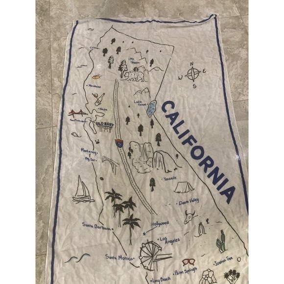 Old Navy California Map Wall Art Hanging Lightweight Decor Blue White State - Picture 6 of 9